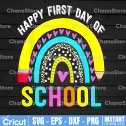 happy first day of school png, leopard, back to school, teacher, first day of school, sublimation design downloads