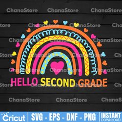 hello second grade rainbow png-2nd grade png- back to school png- heart png- hello png- rainbow heart png