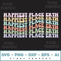 happiest place on earth svg, vacation matching svg, vacay svg, theme park svg, colorful retro svg, disney svg kids toddl