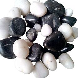 Enhance Your Decor with Bold Contrast - Black and White Mix Pebbles Pack of 20 for Home and Garden