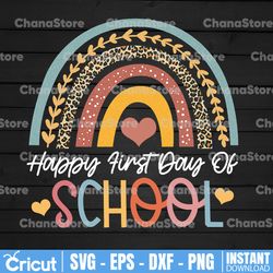 happy first day of school funny leopard boho rainbow png teaching, teacher png, teacher life, teacher quote png