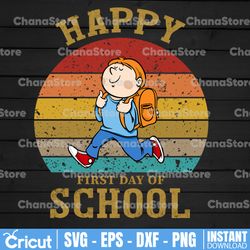 happy first day of school boy png digital design, school clipart for shirts, teachers, kids, students