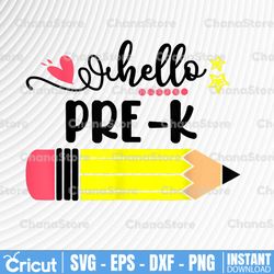 Hello Pre-K PNG, Back To School, Pre K, Teacher, First Day Of School, Sublimation Design Downloads