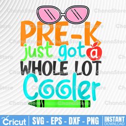 pre k just got a lot cooler first day of pre school png file for sublimation