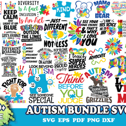80 files autism bundle svg, autism ribbon svg, autism heart svg