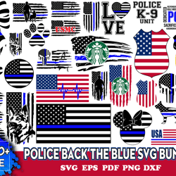 police back the blue svg bundle, american flag svg, 4th of july svg