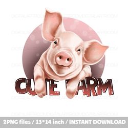Cute Farm Piglet Png Sublimation design Art print