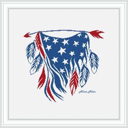 Cross stitch pattern national flag USA United States America arrow feathers country monochrome crossstitch patterns PDF