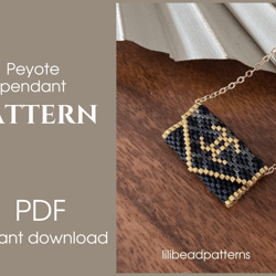 Peyote pendant pattern - DIY handmade miyuki delica pattern - Beaded pendant Bag