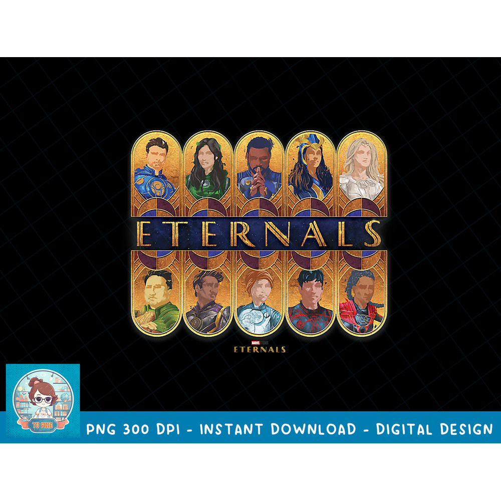 Marvel Eternals Group Shot Minimalist Illustration Panels T-Shirt copy.jpg