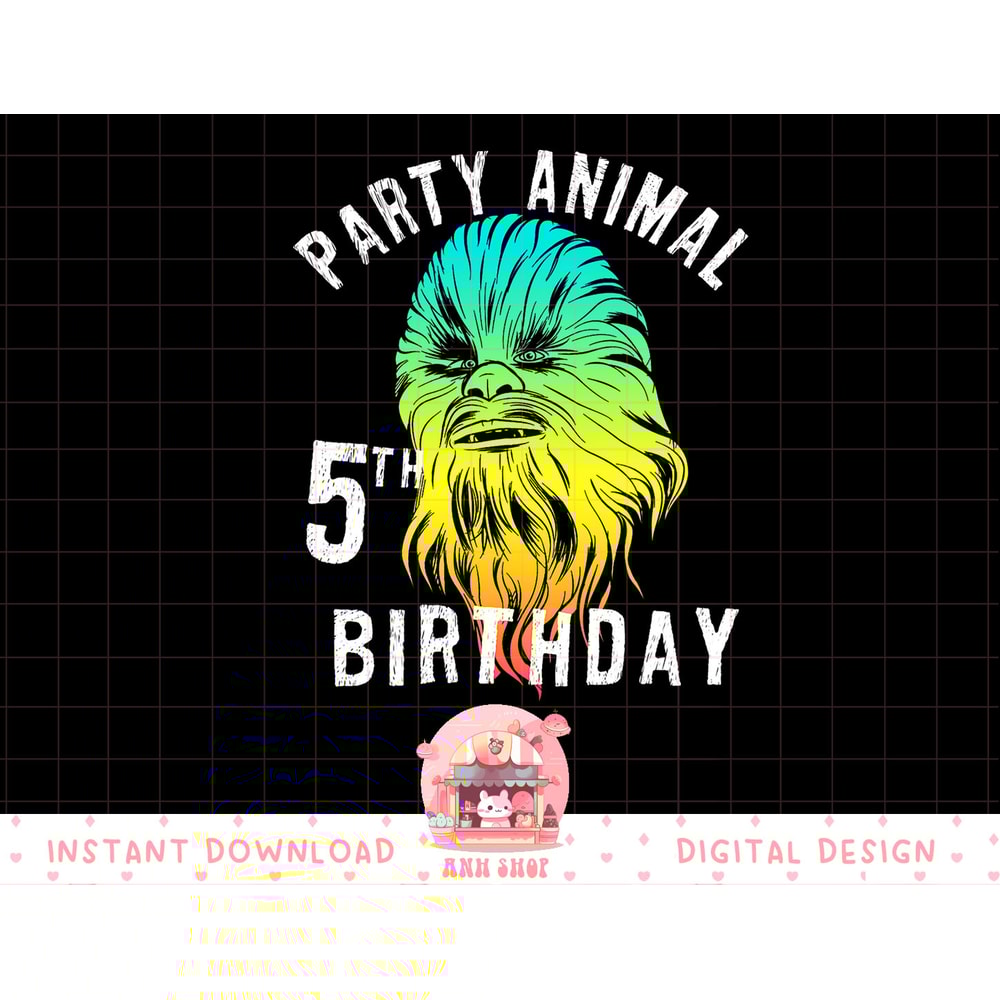 Star Wars Chewie Party Animal 5th Birthday Colorful Portrait T-Shirt copy.jpg