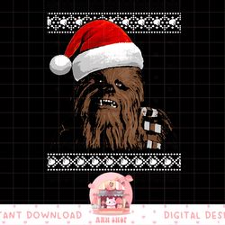 star wars chewie santa hat ugly christmas sweater png