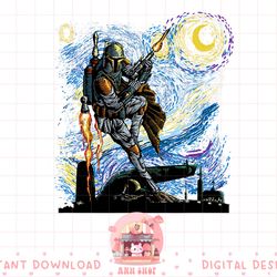 star wars classic boba fett van gogh's starry night painting png