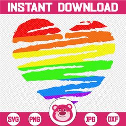 rainbow heart svg, lgbt heart svg, gay pride svg, lgbt svg cut file, lgbtq pride svg files for cricut & silhouette, png