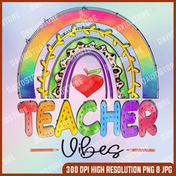 teacher vibes png, rainbow teacher day, leopard rainbow, sublimation, png file