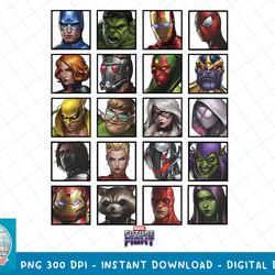 marvel future fight color portrait line-up graphic t-shirt t-shirt copy png sublimate