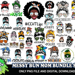 messy bun mom bundle svg, mothers day svg, messy bun svg