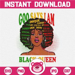 Black beautiful Woman God Say I am Sublimation Design PNG, June girl mother mom PNG File for shirt, Clipart, Digital Fil