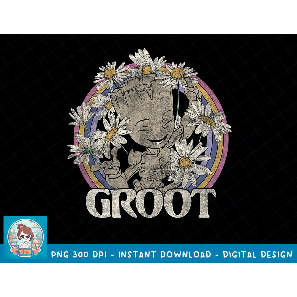 Marvel Guardians Of The Galaxy Groot Daisy Retro T-Shirt copy.jpg