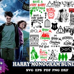 70 harry monogram bundle, trending svg, harry potter svg