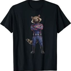 marvel guardians of the galaxy vol. 3 rocket hero pose t-shirt