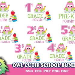 9 owl cutie school bundle, trending svg, owl cutie school svg
