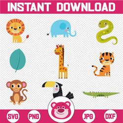 safari animals clip art - cute animals only png- clipart - jungle clip art - digital download - jungle animals digital s