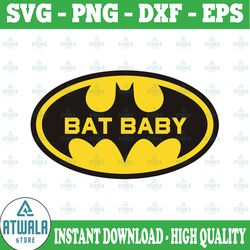 baby bat man svg, bat baby svg, dad batman svg, logo batman svg dxf png cricut silhouette