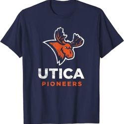 utica university pioneers distressed primary t-shirt