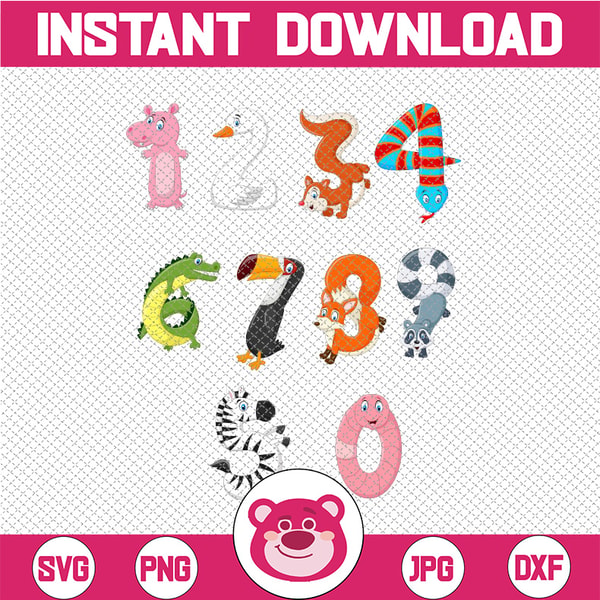 Cartoon Animals Svg, Animal Number Svg, Cartoon Number Svg, | Inspire ...