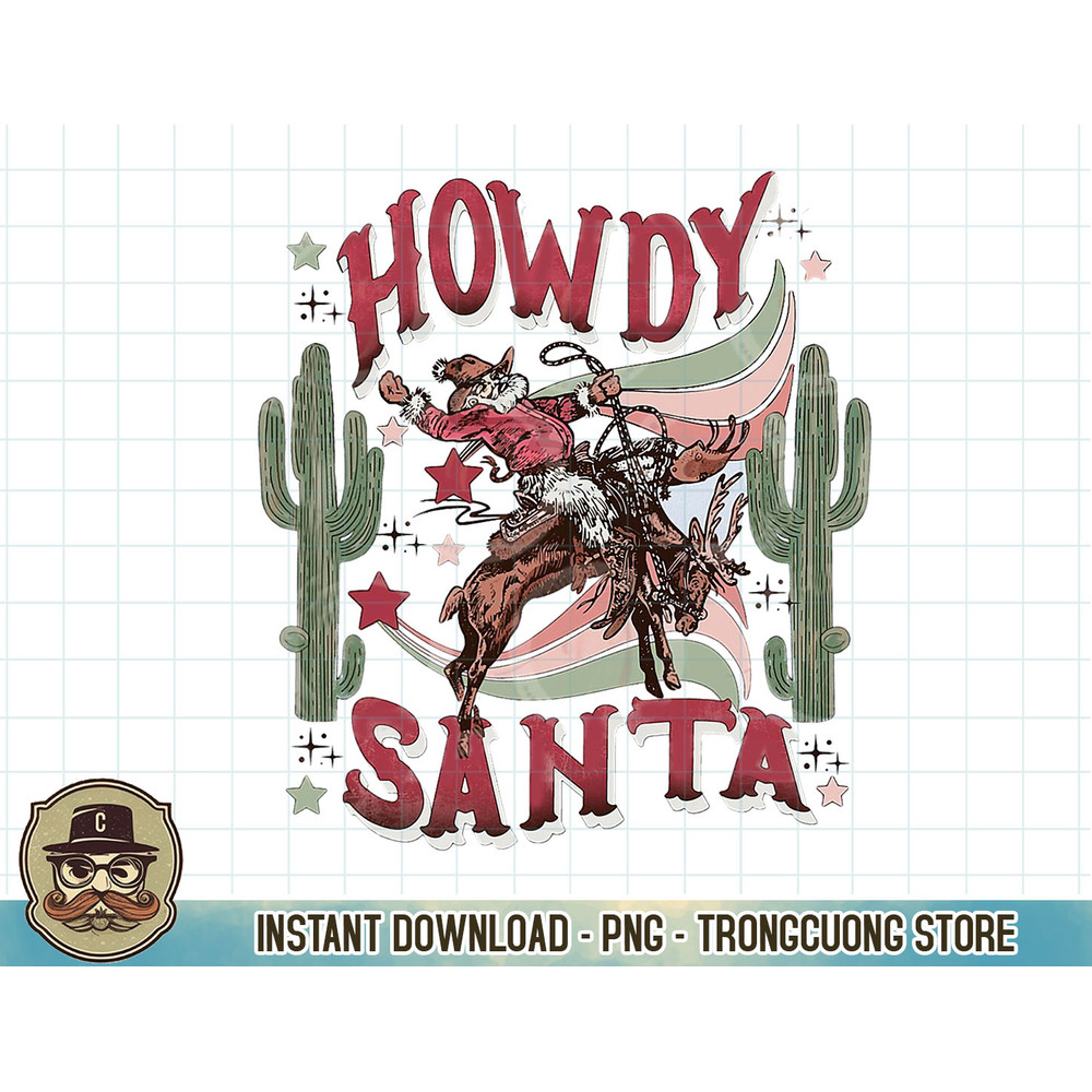 Funny Retro Western Christmas Cowboy Xmas Howdy Santa T-Shirt copy.jpg