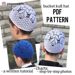 Mesh skull cap kufi unisex - PDF printable pattern