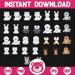 arctic animals png bundle, christmas animals png , winter animals bundle png. clipart
