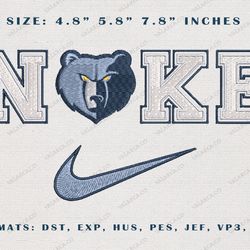 NIKE NBA Memphis Grizzles Embroidery Design, Basketball Team Embroidery Machine Design, Best Basketball Team Embroidery