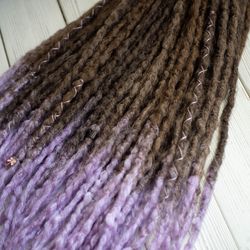 synthetic ombre brown to lilac dreads de se dreadlocks extensions