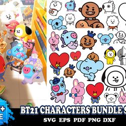 20 bt21 characters bundle svg, trending svg, bt21 svg