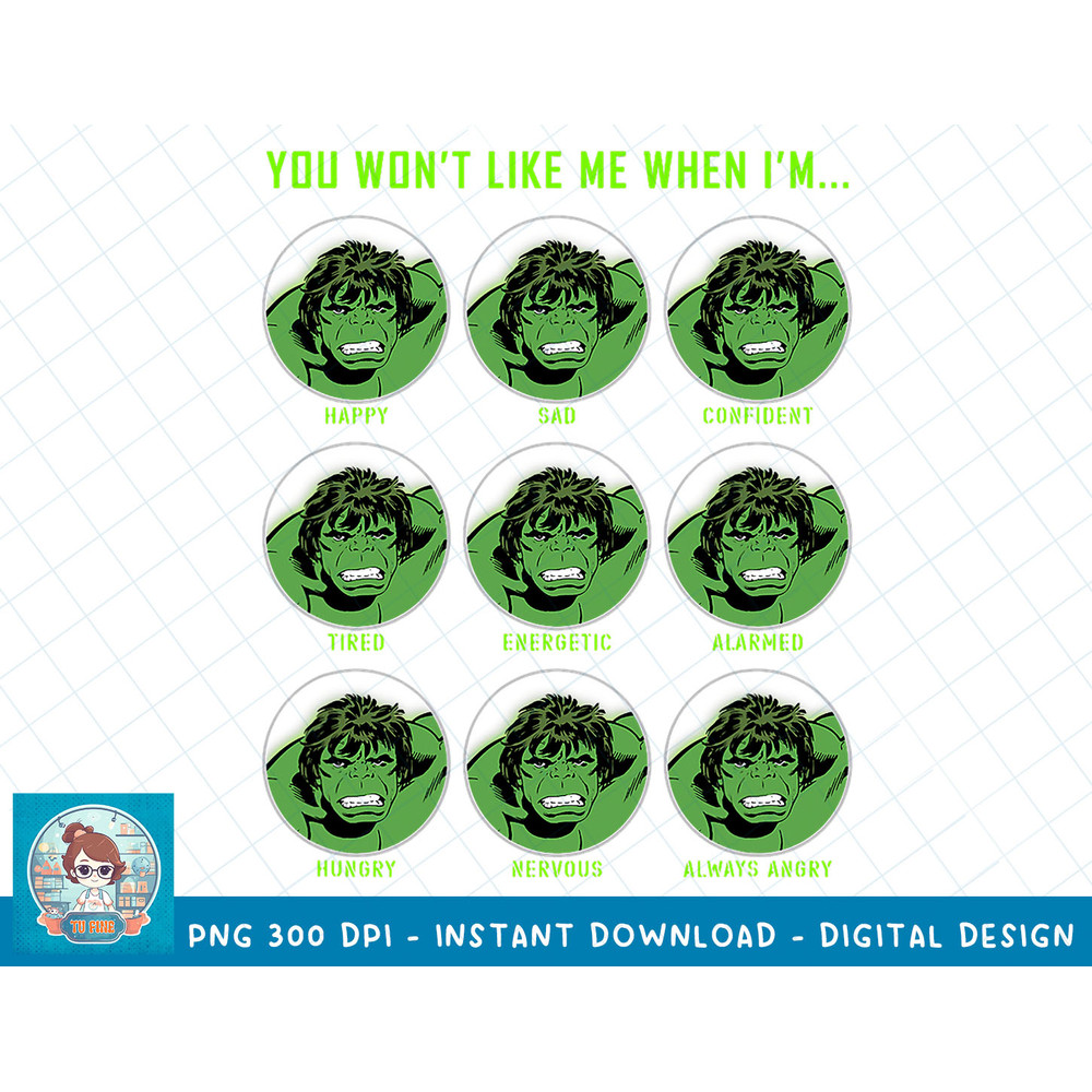 Marvel Hulk Classic Comic Expressions Of Hulk Grid T-Shirt copy.jpg