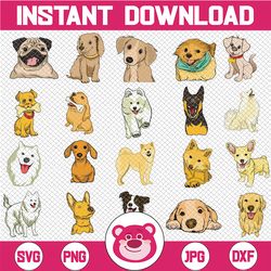 dog breeds bundle svg - dogs svg clipart bundle, pet clipart, puppy clipart,funny dog svg, cute dog, animals svg, dog de