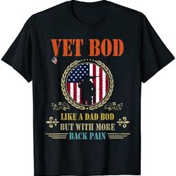 mens vet bod like dad bod but more back pain vintage usa veteran t-shirt