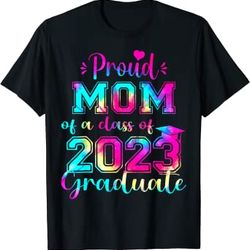 tie dye proud mom of a class of 2023 graduate gift women t-shirt