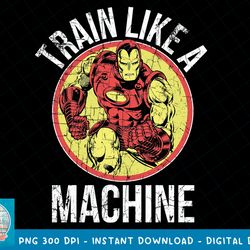 marvel iron man train like a machine vintage graphic t-shirt t-shirt copy png sublimate