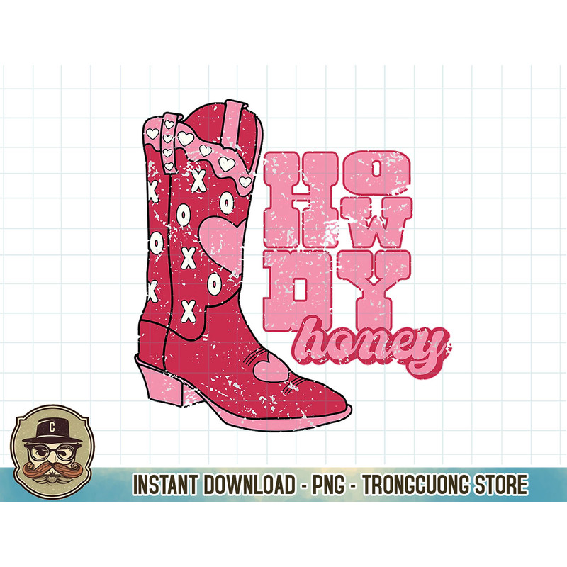 Howdy Honey Cowgirl Boot Western Valentines Day Retro Groovy T-Shirt copy.jpg