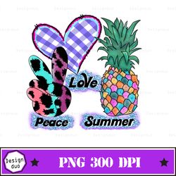 peace love summer png, pineapple png sublimation download, summer png, summer fruits png
