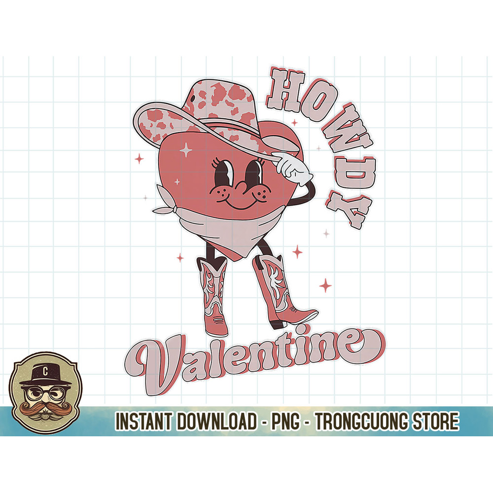 Howdy Valentine Western Retro Heart Cowboy Hat Cowgirl T-Shirt copy.jpg