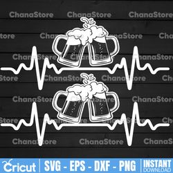 beer heartbeat svg, beer design, beer lover clipart cricut digital download svg, png, dxf, eps