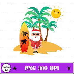 santa claus summer sublimation sublimation download, summer png, summer fruits png