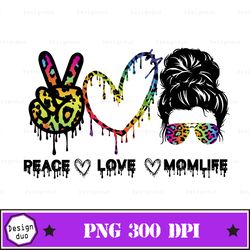 messy bun, peace love momlife png sublimation download, summer png, summer fruits png