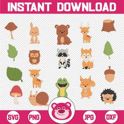 woodland animal png bundle, cute baby forest animals clip art, fox deer only png, woodland nursery, baby shower