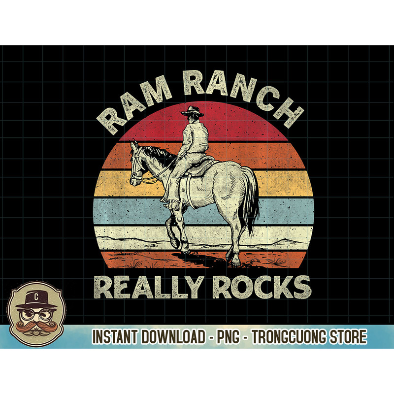 Ram Ranch Really Rock Vintage Western Rodeo Cowboy Horseback Premium T-Shirt copy.jpg
