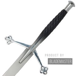 Claymore Sword with Black Handle Handmade Replica - BladeMaster Scottish Claymore Sword, High Carbon Steel, Battle Ready
